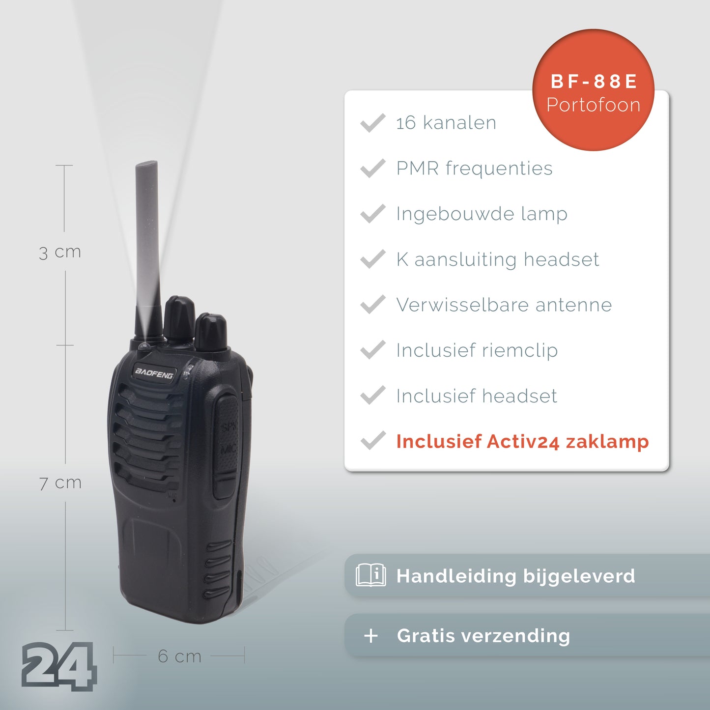 Activ24 set van 6x Baofeng BF-88E met 6-voudige lader